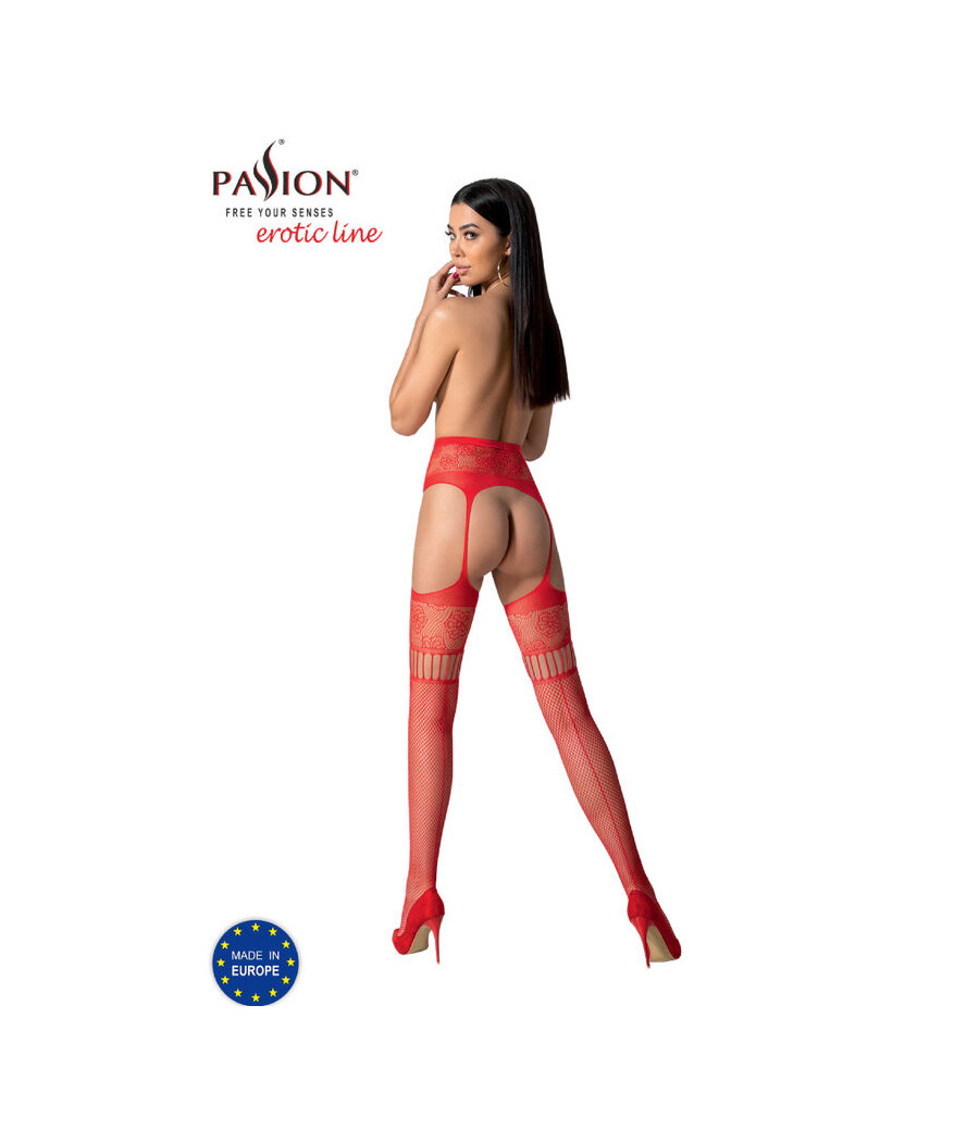 PASSION - S030 BAS ROUGES AVEC JARRETIÈRE TAILLE UNIQUE