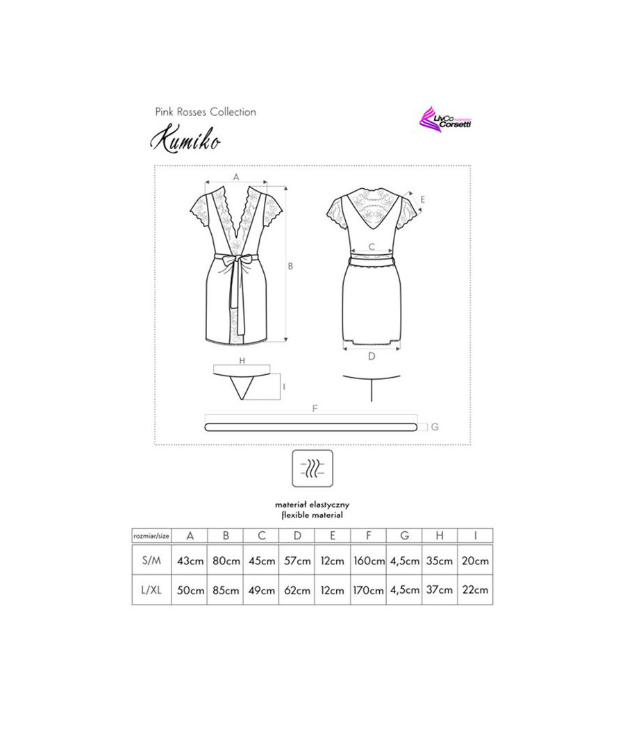 LIVCO CORSETTI FASHION - ROBE DE CHAMBRE + CULOTTE KUMIKO LC 90428 NOIR S/M