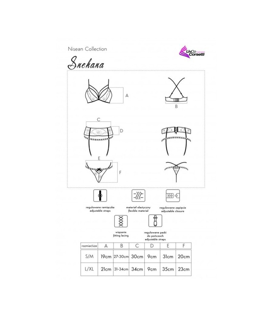 LIVCO CORSETTI FASHION - SNEHANA LC 90443 SUJETADOR + LIGUERO + PANTY NEGRO S/M