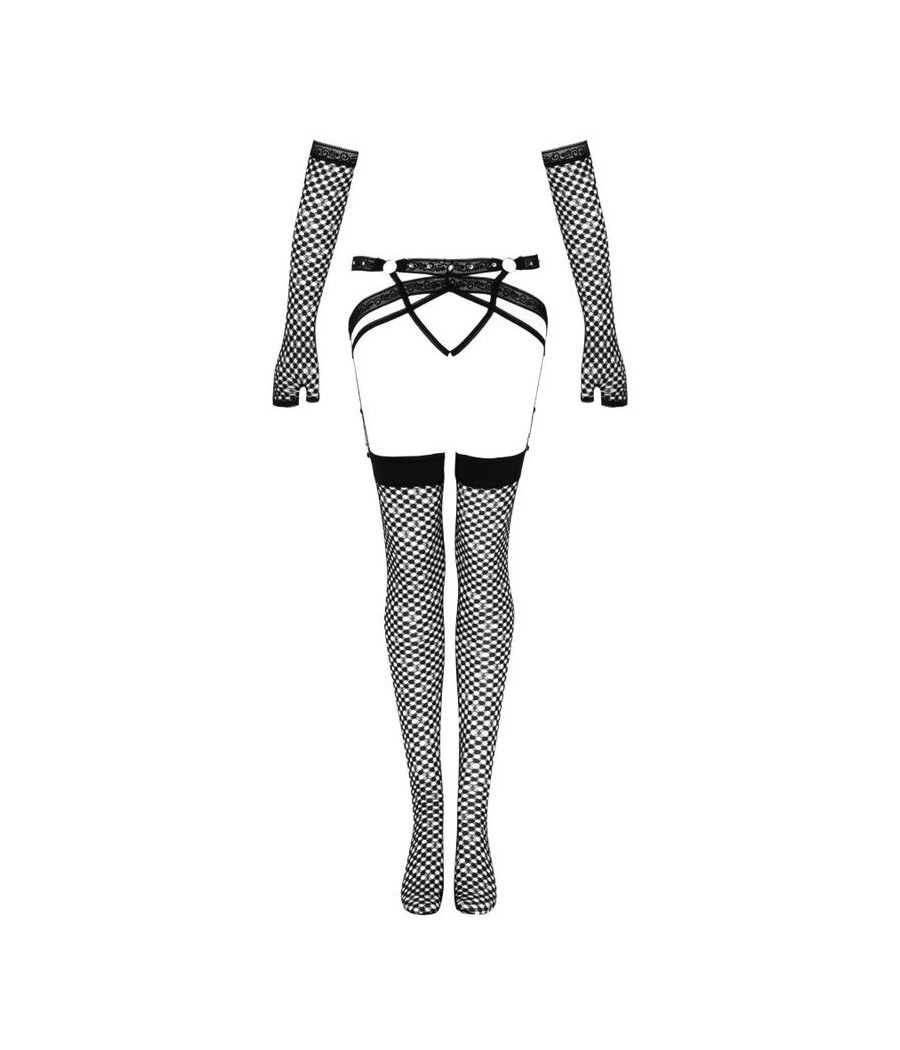LIVCO CORSETTI FASHION - NEMALIA SET LIGUERO + MEDIAS + GUANTES NEGRO S/M