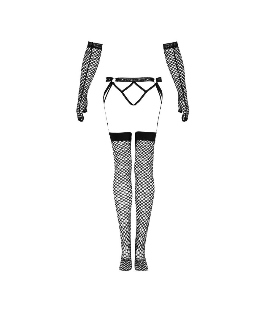 LIVCO CORSETTI FASHION - ENSEMBLE NEMALIA JARRETIÈRE + BAS + GANTS NOIR