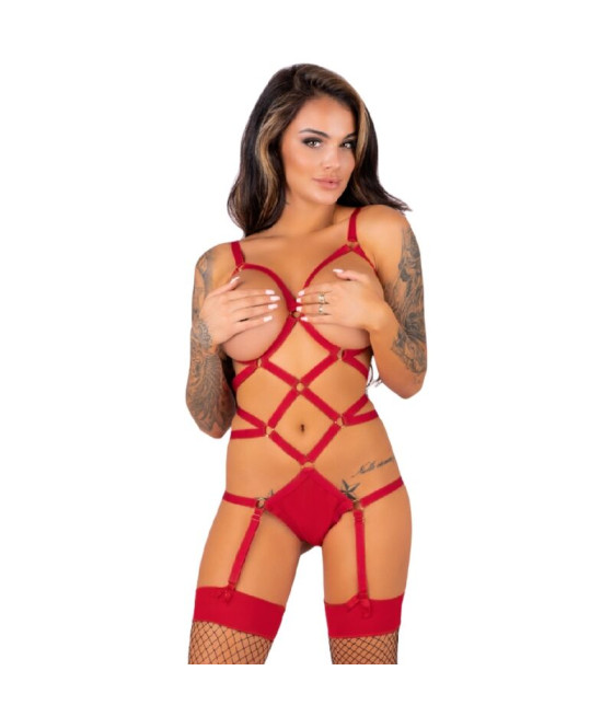 LIVCO CORSETTI FASHION - THIARA LC 20213 SET BODY + STRÜMPFE ROT S/M