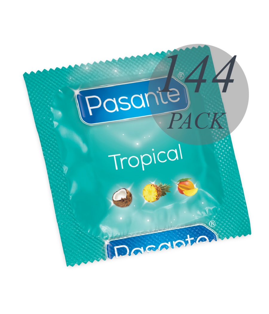 PASANTE - PRESERVATIVOS SABORES TROPICAL 144 UNIDADES