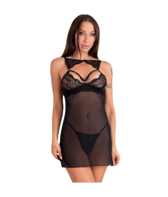 LIVCO CORSETTI FASHION - KROLINA LC 90734 CHEMISE + THONG BLACK L/XL