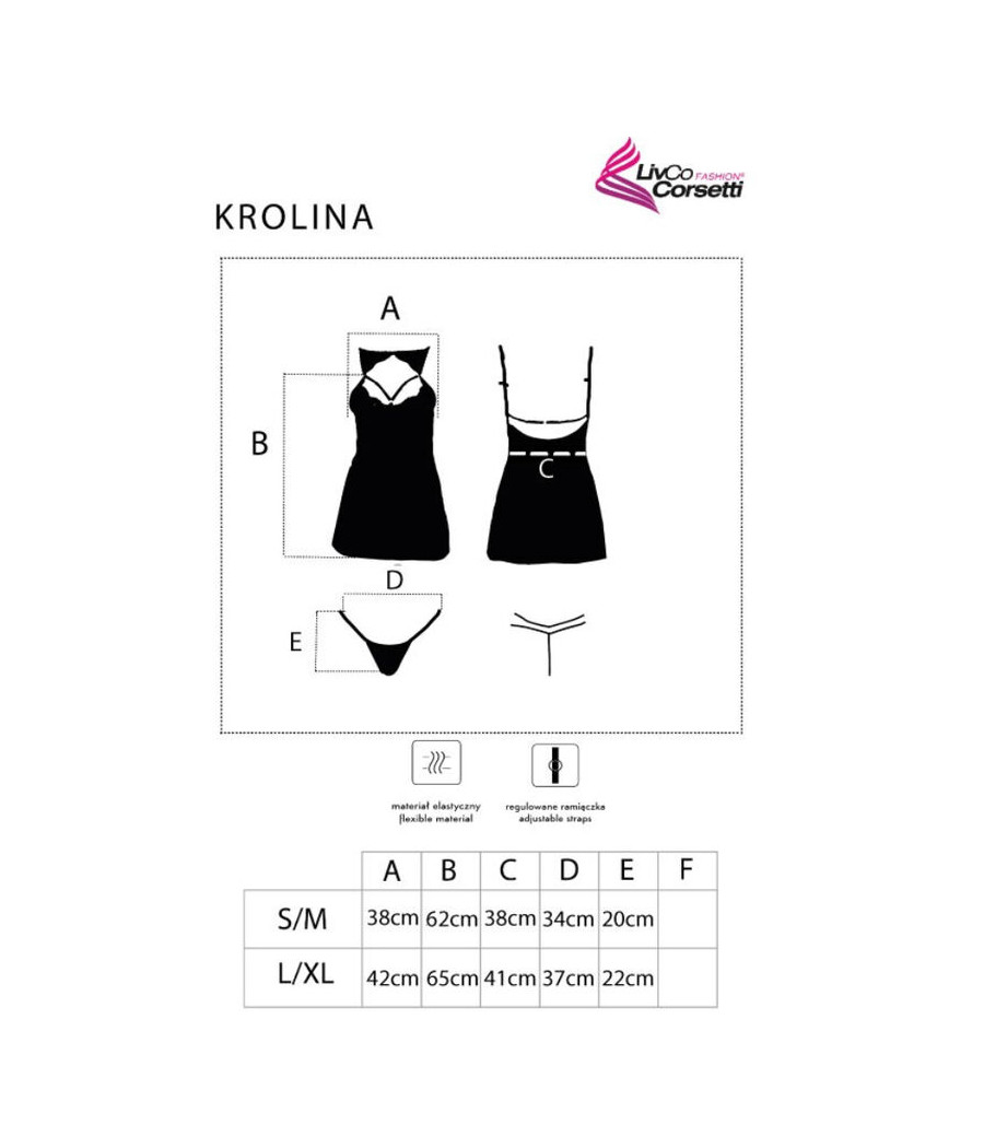 LIVCO CORSETTI FASHION - KROLINA LC 90734 CHEMISE + PERIZOMA NERO L/XL