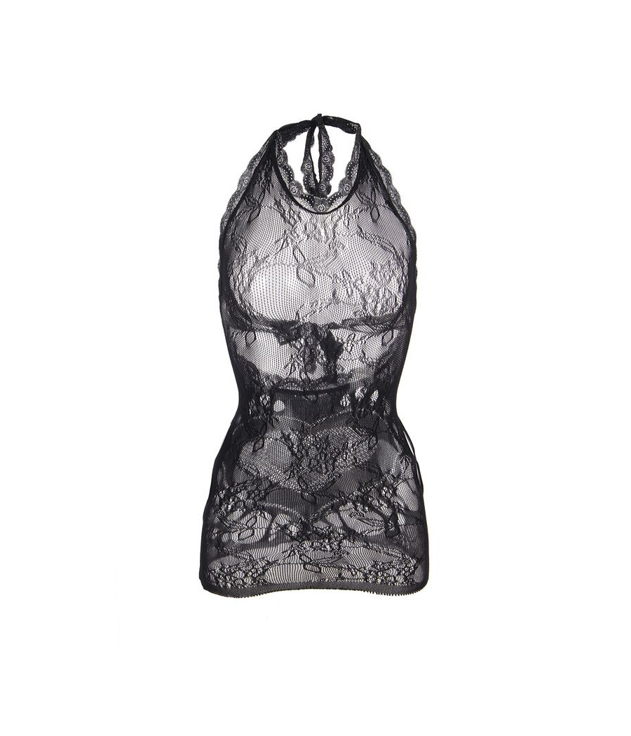 SUBBLIME - 952075 SHORT FISHNET DRESS WITH BACK BACK AND HEART DETAIL BLACK ONE SIZE