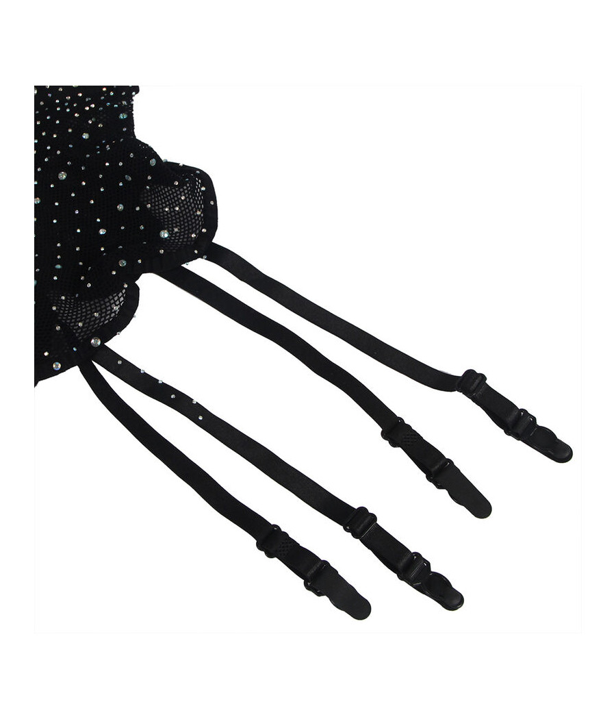 SUBBLIME - 952174 BODYSTOCKING DE REDE COM LUVAS E DIAMANTES PRETO TAMANHO ÚNICO