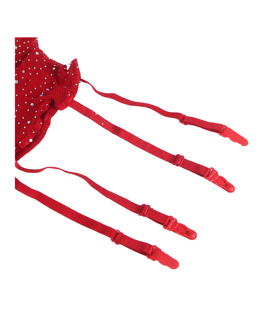 SUBBLIME - 952181 NETZ-BODYSTOCKING MIT HANDSCHUHEN UND DIAMANTEN ROT EINE GRÖSSE