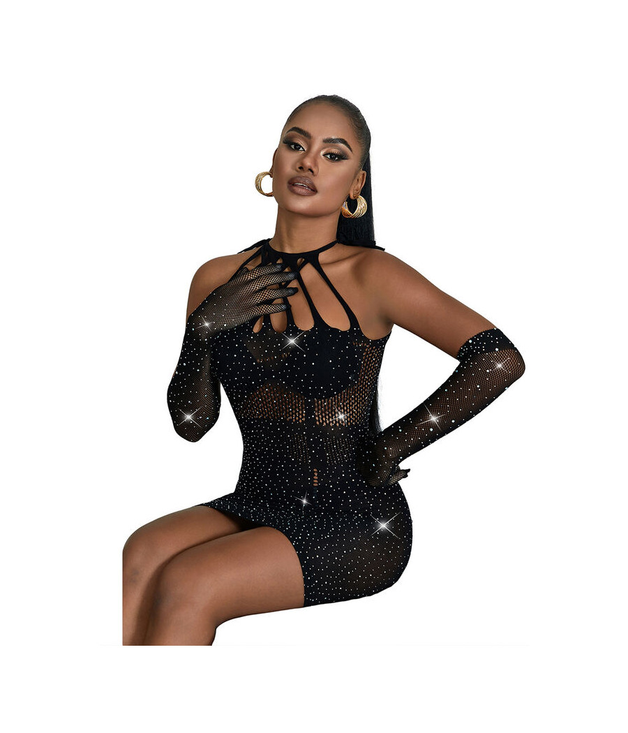 SUBBLIME - 952235 ABITO A RETE CON STRASS NERO TAGLIA UNICA