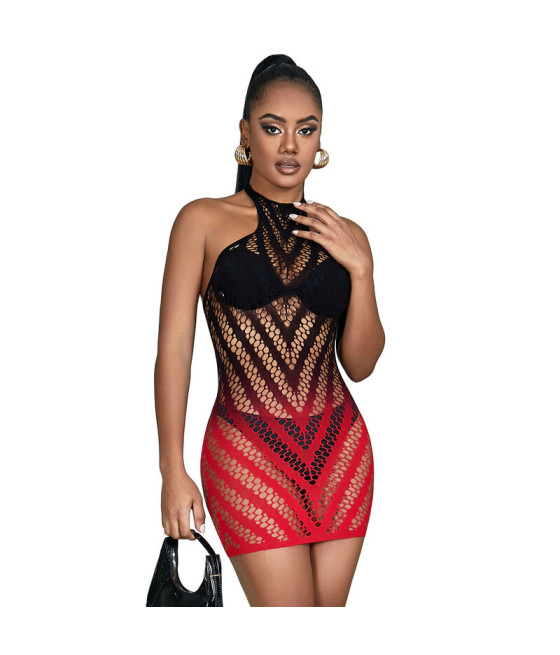 SUBBLIME - 952242 ROBE RÉSILLE ÉLASTIQUE DÉGRADÉ ROUGE ET NOIR TAILLE UNIQUE