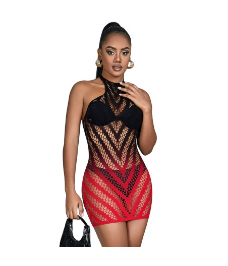 SUBBLIME - 952242 VESTIDO REDE ELSTICA DEGRADADA VERMELHA E PRETA TAMANHO ÚNICO