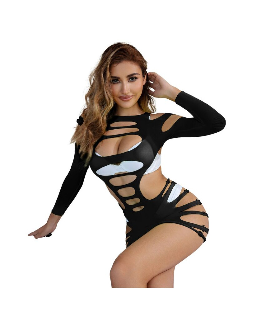 SUBBLIME - 952266 VESTITO ELASTICO A RETE MANICA LUNGA NERO TAGLIA UNICA