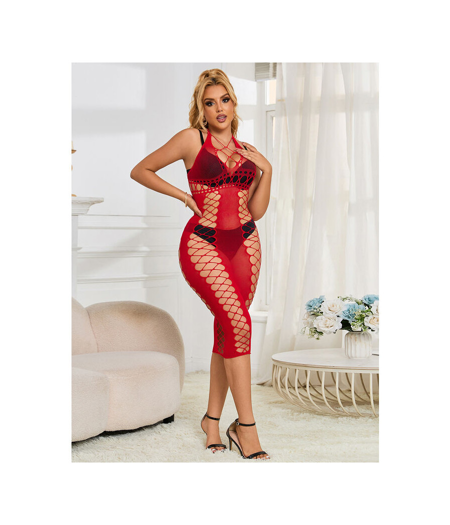 SUBBLIME - 952327 VESTITO LUNGO A RETE ROSSO TAGLIA UNICA