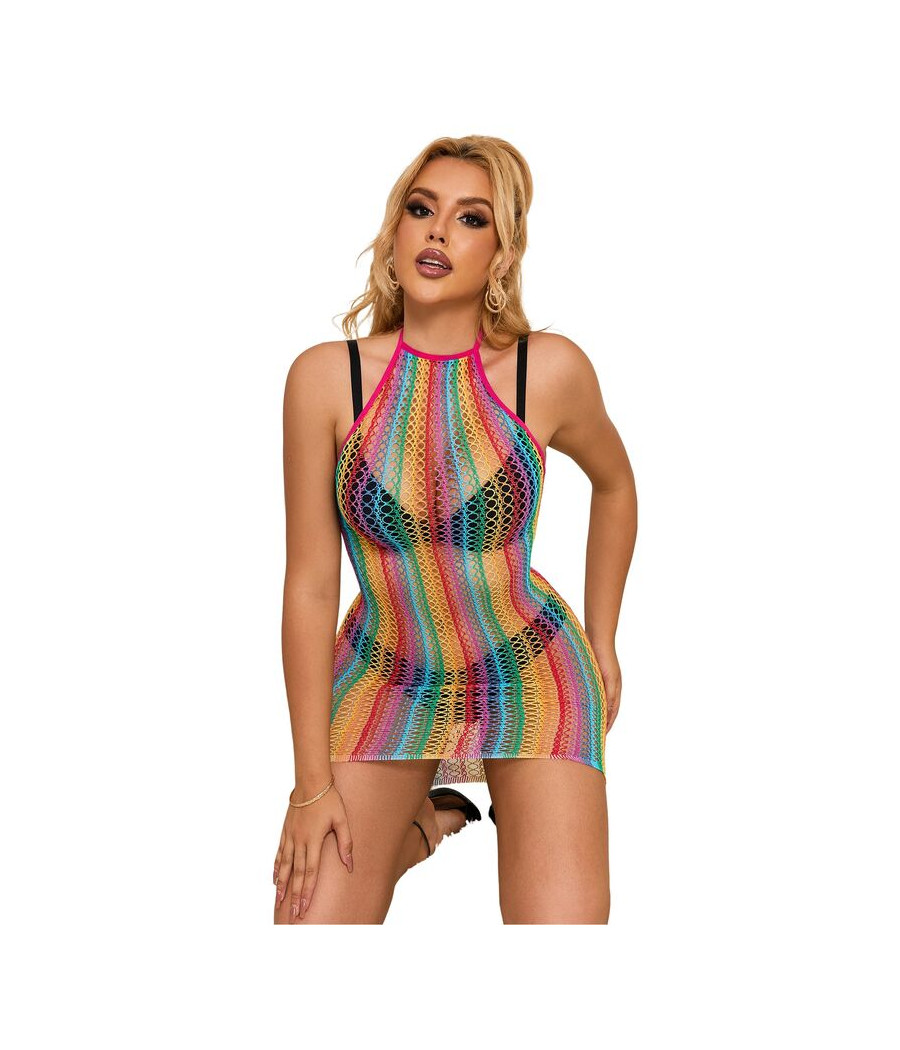 SUBBLIME - 952341 VESTIDO RAINBOW FISHNET TAMANHO ÚNICO