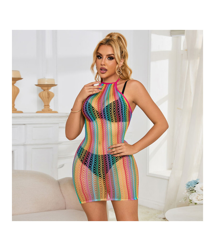 SUBBLIME - 952341 REGENBOGEN-NETZ-KLEID EINE GRÖSSE