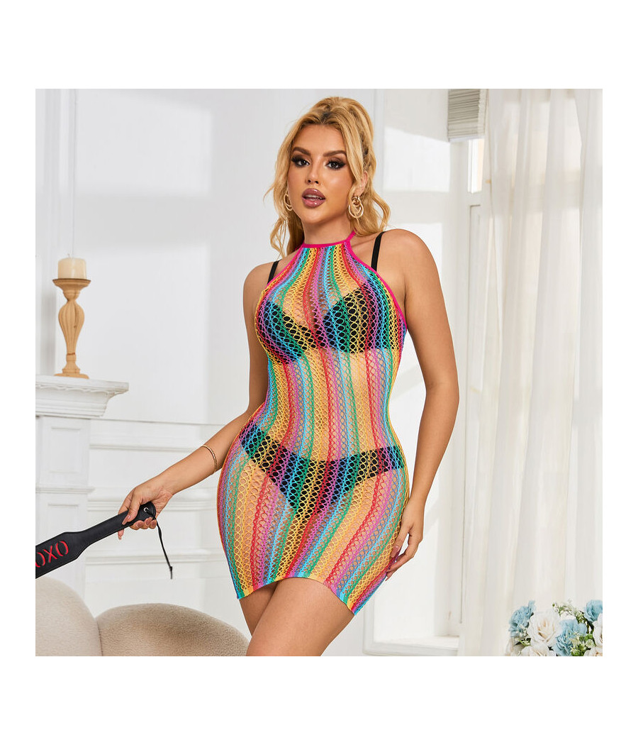 SUBBLIME - 952341 REGENBOGEN-NETZ-KLEID EINE GRÖSSE