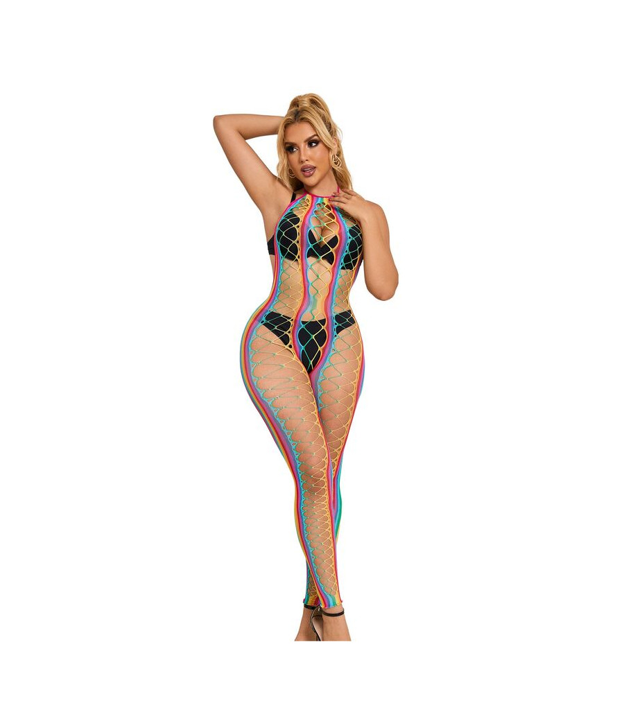 SUBBLIME - 952358 BODYSTOCKING COM DECOTE HALTER E MALHA ARCO-ÍRIS XS/M