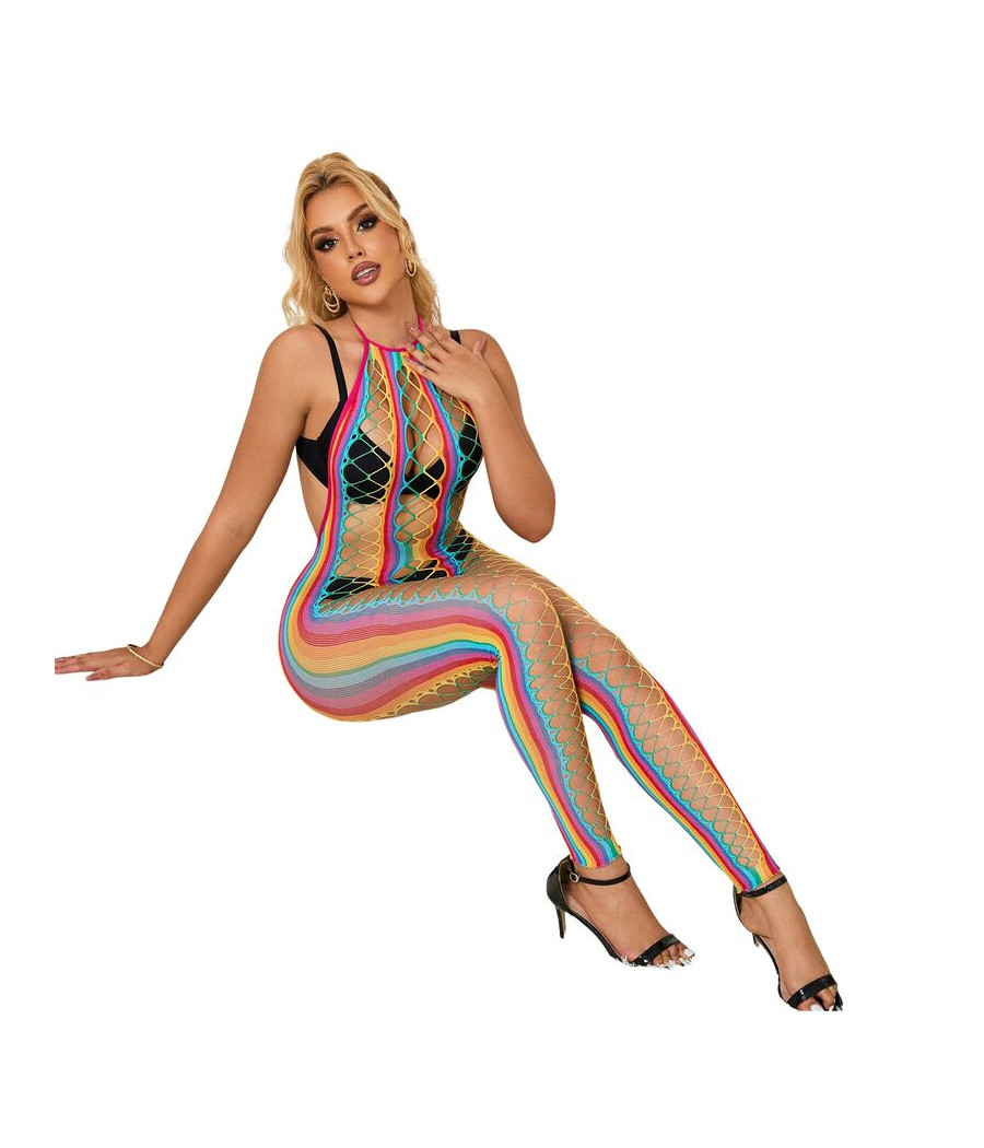 SUBBLIME - 952358 BODYSTOCKING CON COLLO ALTO IN RETE ARCOBALENO XS/M