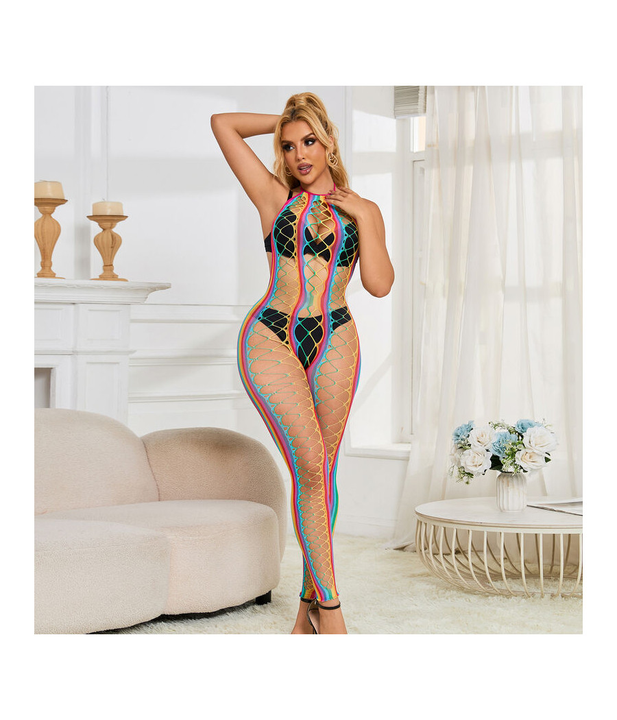 SUBBLIME - 952358 RAINBOW MESH NECKHOLDER-BODYSTOCKING XS/M