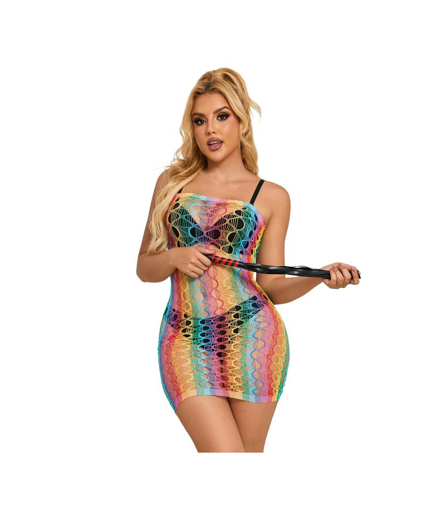 SUBBLIME - 952365 VESTITO A RETE CON SPALLE NUDE ARCOBALENO TAGLIA UNICA