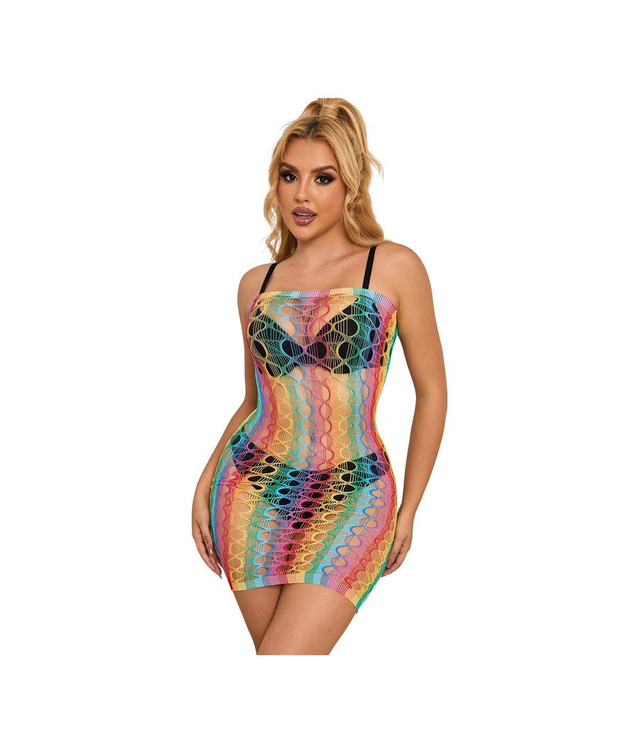 SUBBLIME - 952365 VESTIDO DE REJILLA HOMBROS DESCUBIERTOS ARCOIRIS TALLA ÚNICA