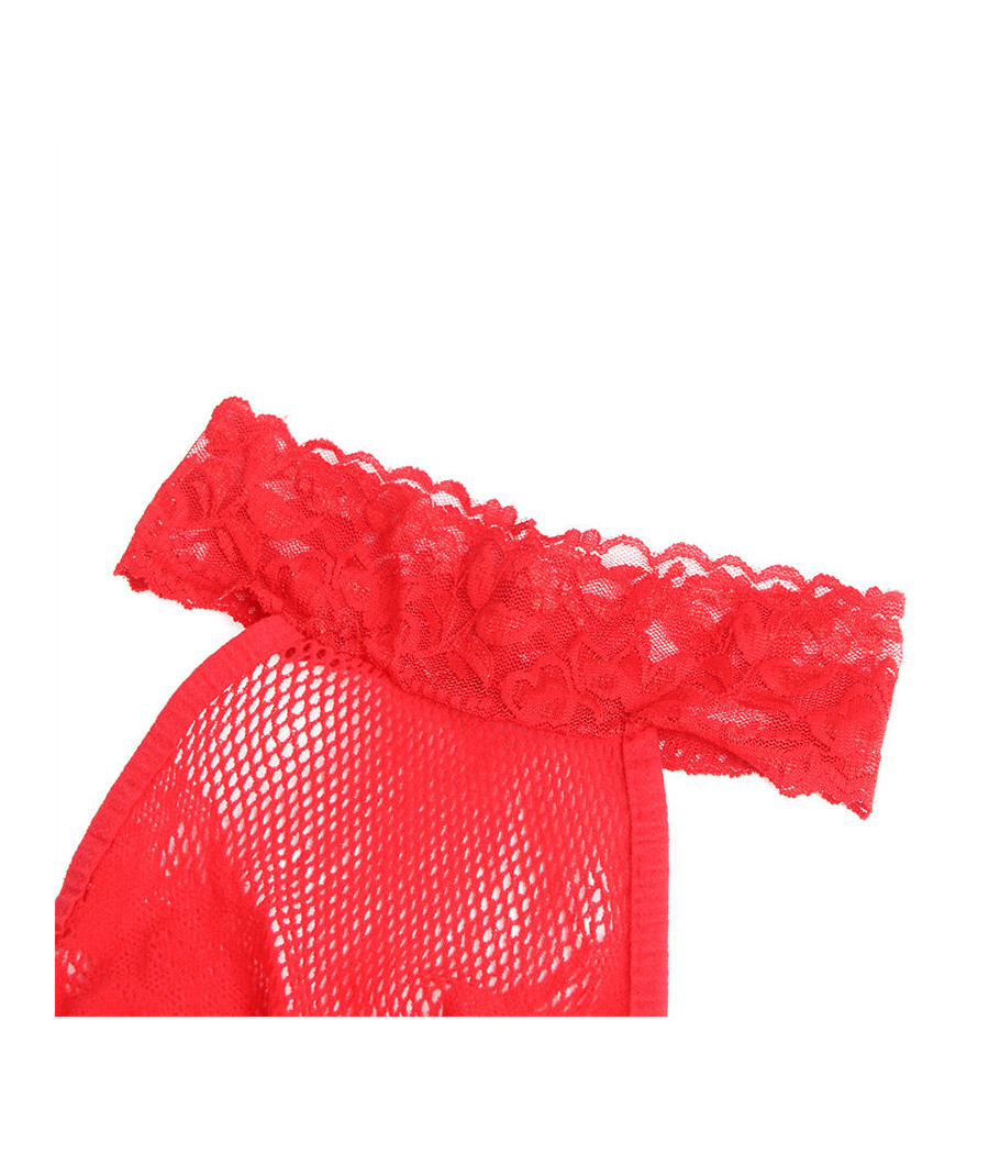 SUBBLIME - 952372 BODYSTOCKING AUS NETZ UND SPITZE MIT HOHER HALS UND OHNE SCHRITT ROT EINE GRÖSSE