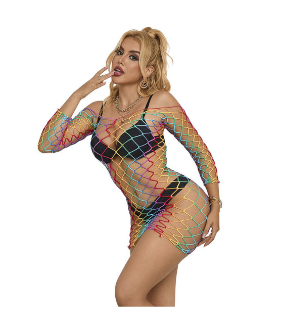 SUBBLIME - 952426 VESTIDO DE REJILLA MANGA LARGA ARCOIRIS TALLA ÚNICA