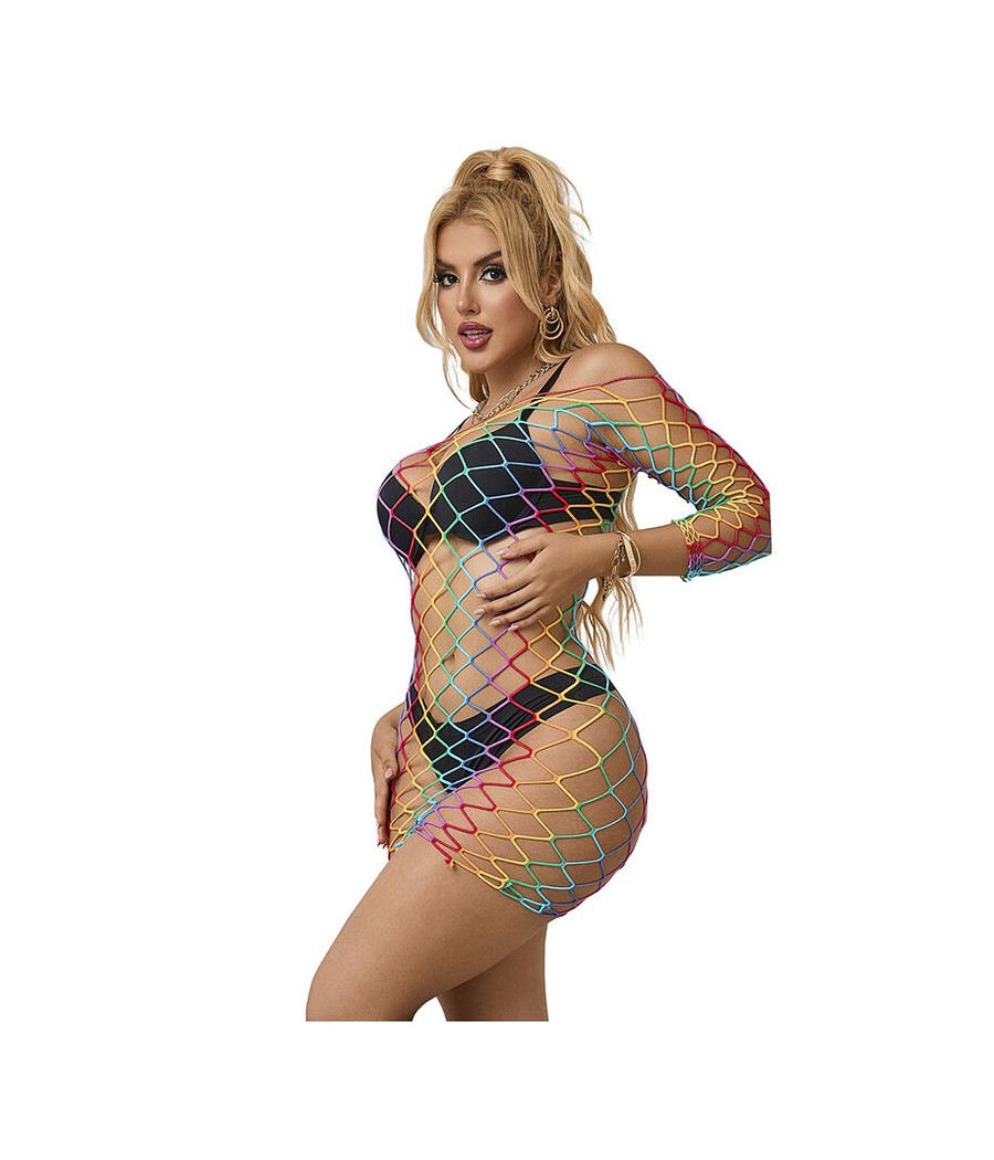 SUBBLIME - 952426 VESTIDO DE REJILLA MANGA LARGA ARCOIRIS TALLA ÚNICA