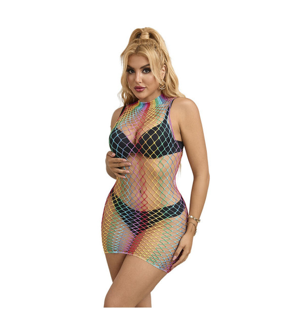 SUBBLIME - 952433 VESTIDO DE REJILLA SIN MANGAS CON CUELLO ALTO ARCOIRIS TALLA ÚNICA