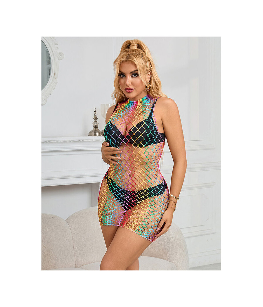 SUBBLIME - 952433 VESTITO A RETE SENZA MANICHE COLLO ALTO ARCOBALENO TAGLIA UNICA