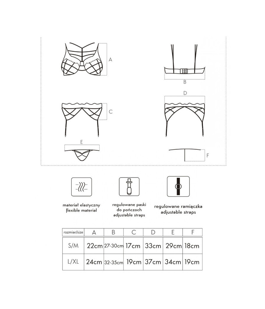 LIVCO CORSETTI FASHION - SOLEDAD LC 20217 BRA + PANTY + GARTER BELT L/XL