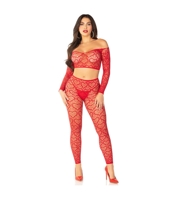 LEG AVENUE - CROP TOP + CALZE ROSSO TAGLIA UNICA