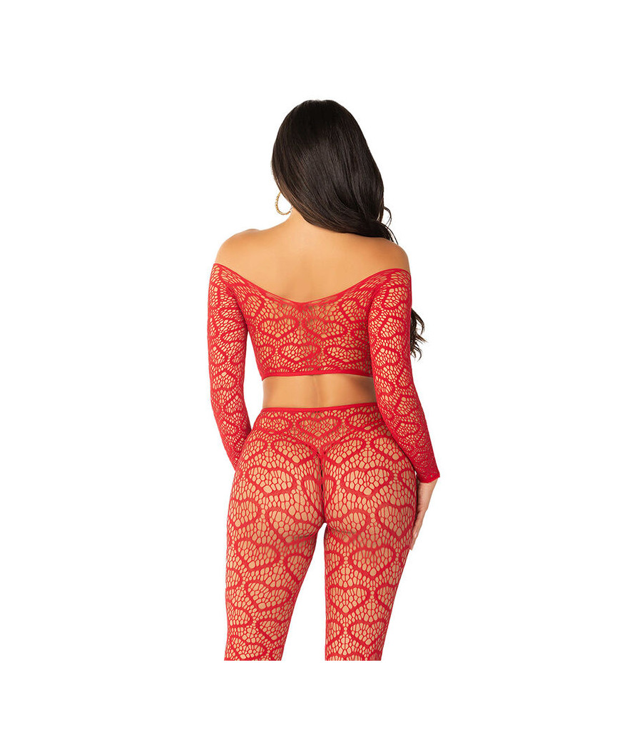 LEG AVENUE - CROP TOP + CALZE ROSSO TAGLIA UNICA