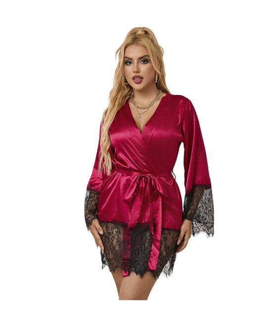 SUBBLIME - 953829 ELEGANT LACE PAJAMAS + THONG RED L/XL