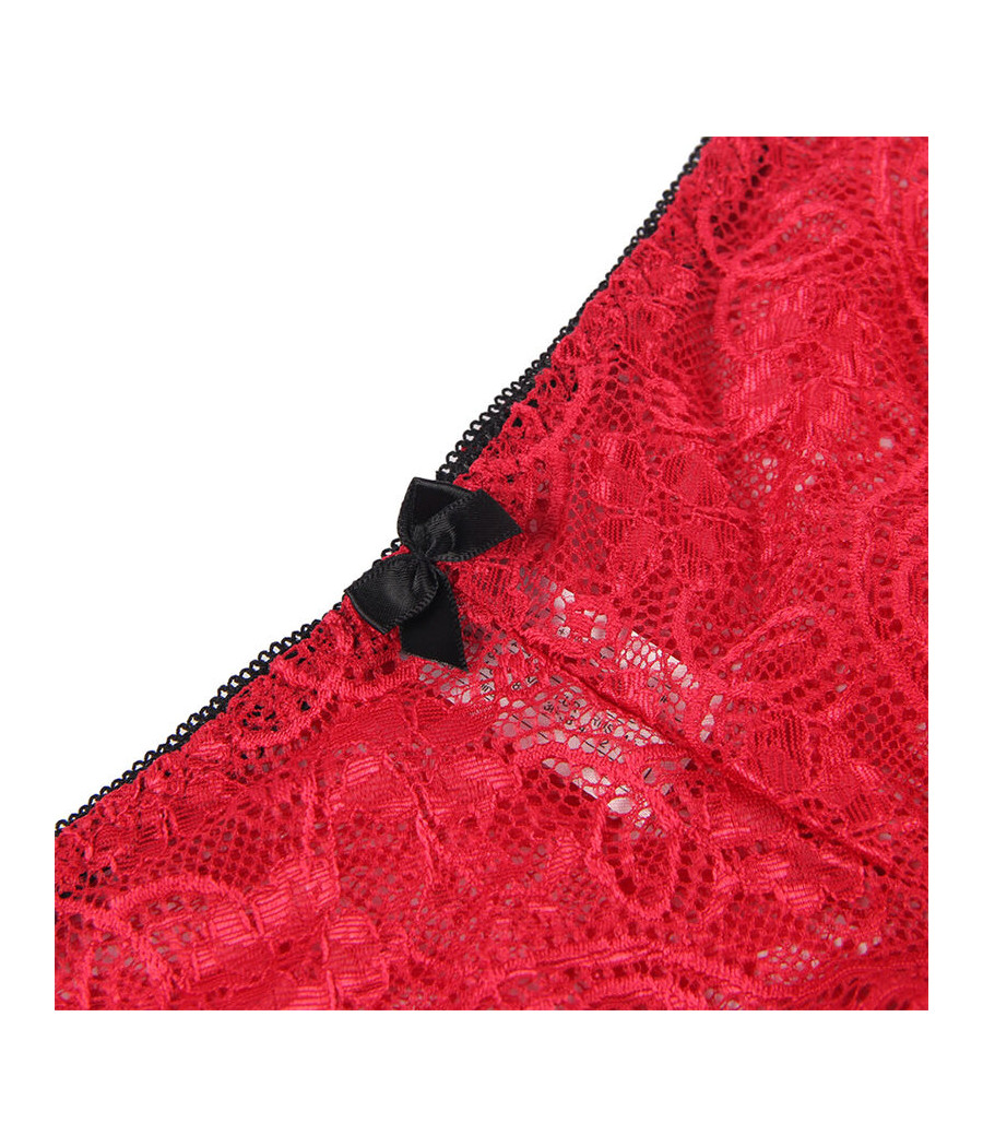 SUBBLIME - 953898 CAMISOLA DE SEDA E RENDA + CALCINHA VERMELHA S/M