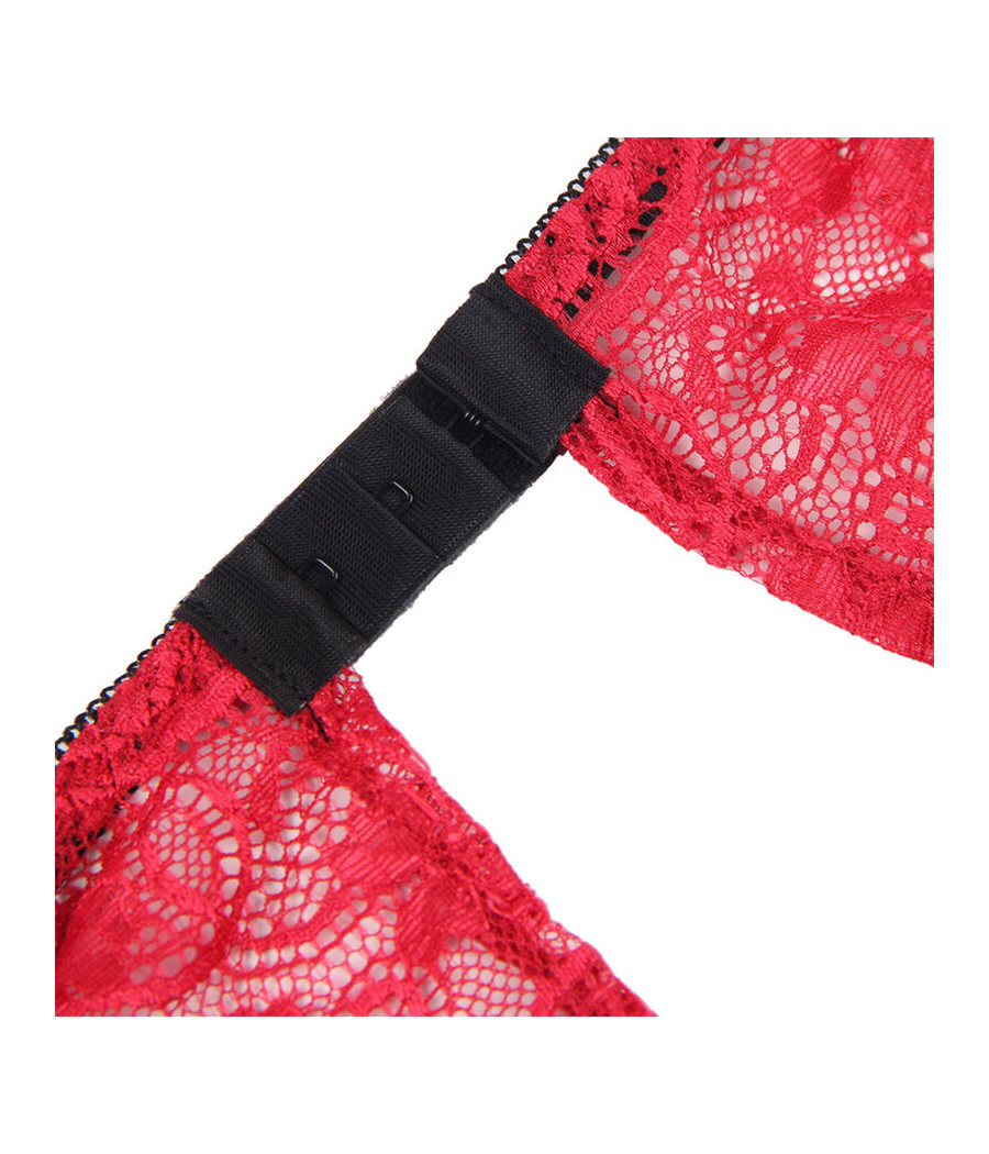 SUBBLIME - 953898 CHEMISIER DE NUIT EN SOIE ET DENTELLE + CULOTTE ROUGE S/M