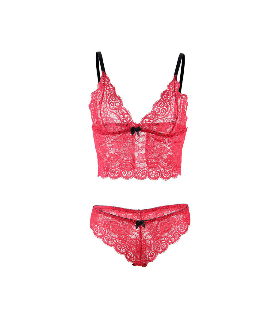 SUBBLIME - 953904 NACHTHEMD + HÖSCHEN AUS SEIDE UND SPITZE ROT L/XL