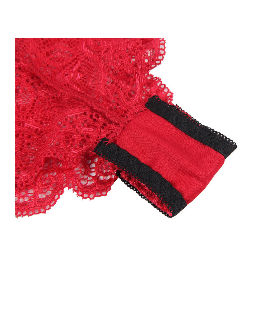 SUBBLIME - 953904 CAMICIA DA NOTTE IN SETA E PIZZO + SLIP ROSSO L/XL