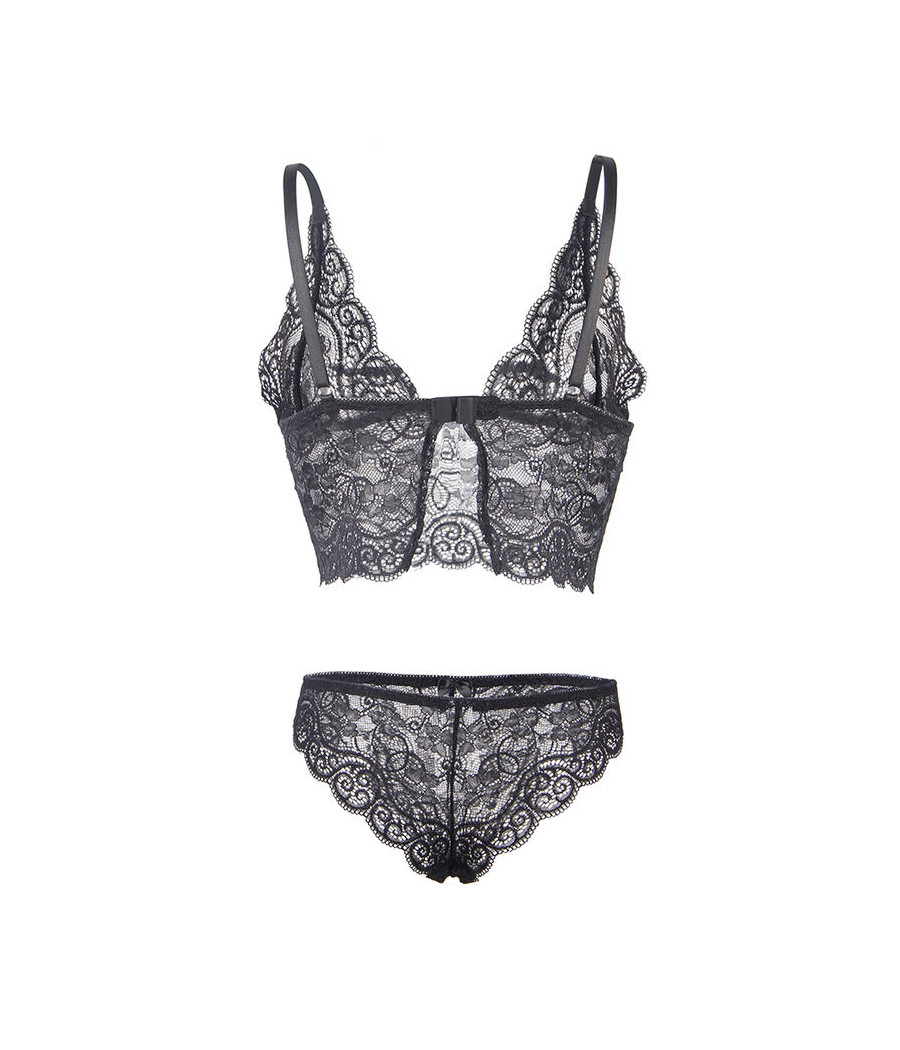 SUBBLIME - 953911 CAMISOLA DE SEDA E RENDA + CALCINHA PRETA S/M