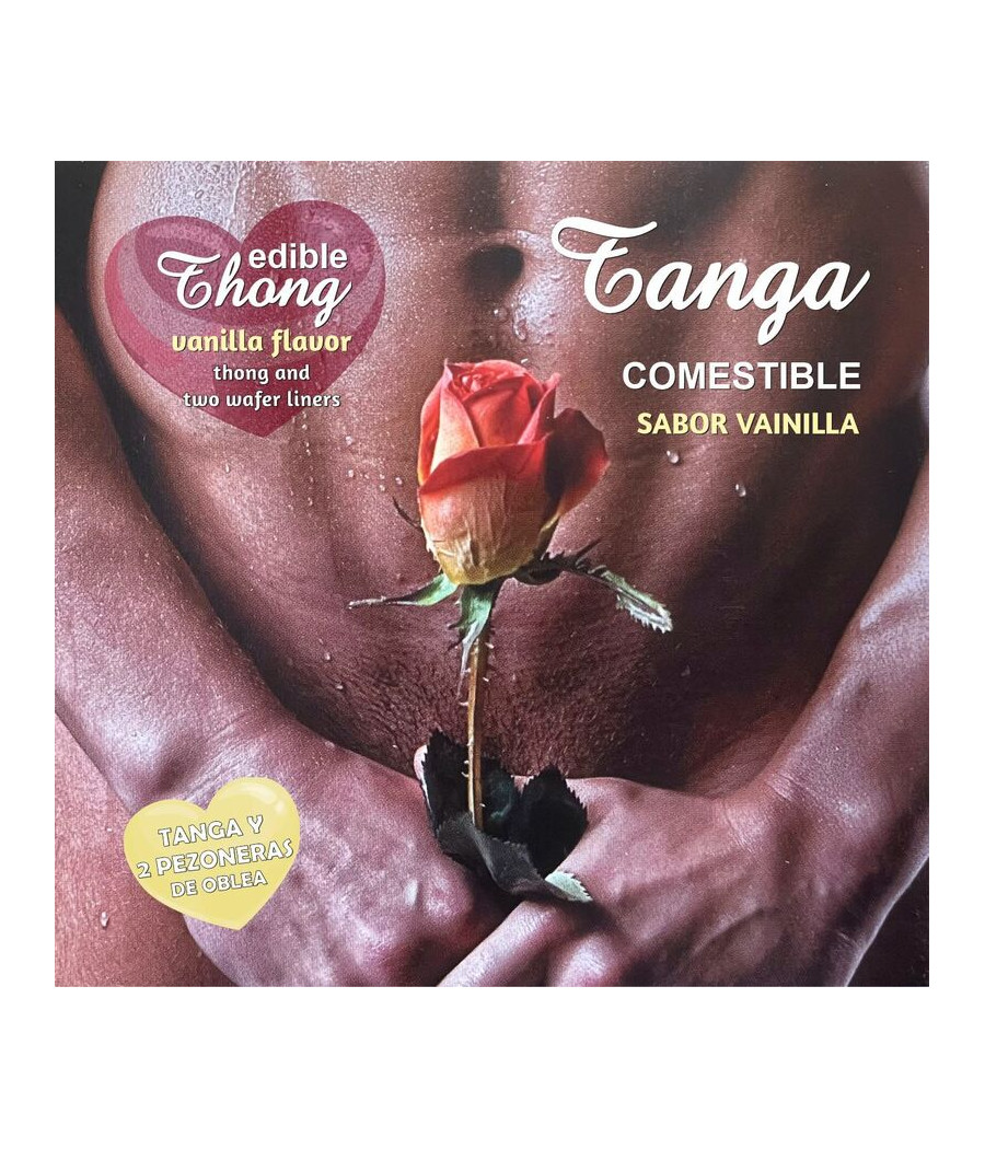 HOTFLOWERS - TANGA HOMEM + 2 BICOS WAFER BAUNILHA /es/pt/en/fr/it/