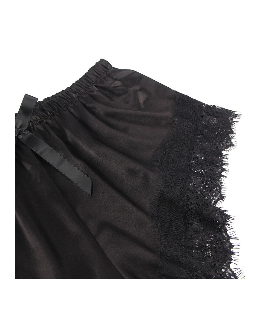 SUBBLIME - 953935 VESTAGLIA DA NOTTE CASUAL IN SETA + PANTALONI IN PIZZO NERO S/M