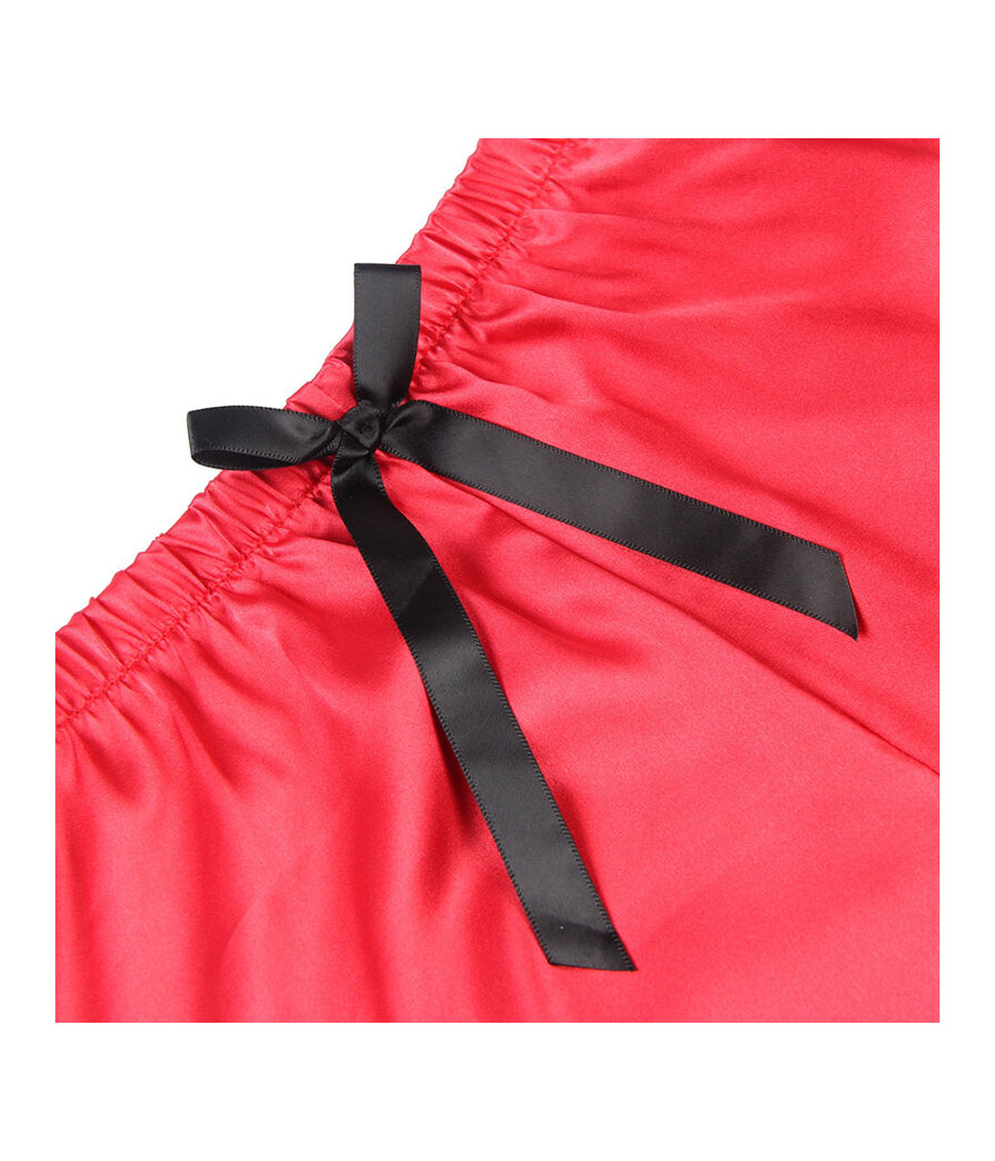 SUBBLIME - 953966 CASUAL SILK NIGHTGOWN + LACE PANTS BLACK/RED L/XL