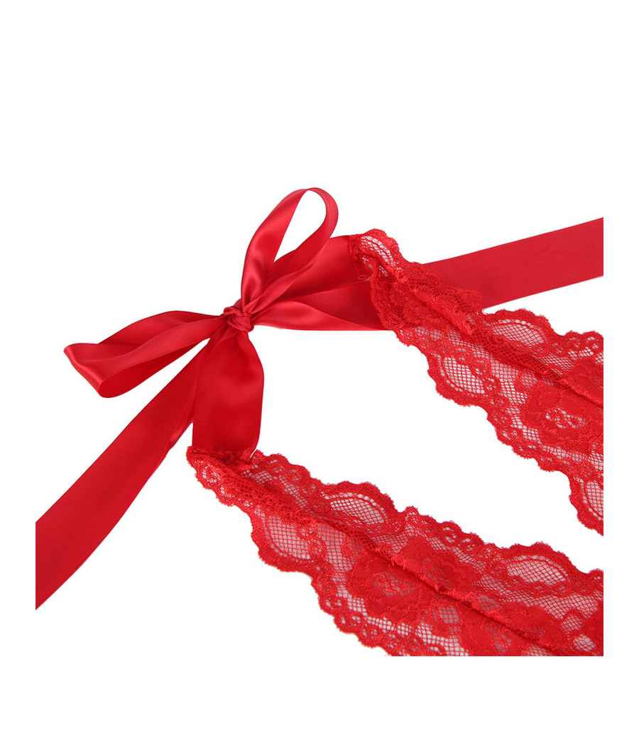 SUBBLIME - 953973 SEXY BODY WITH RUFFLES + BELT RED S/M