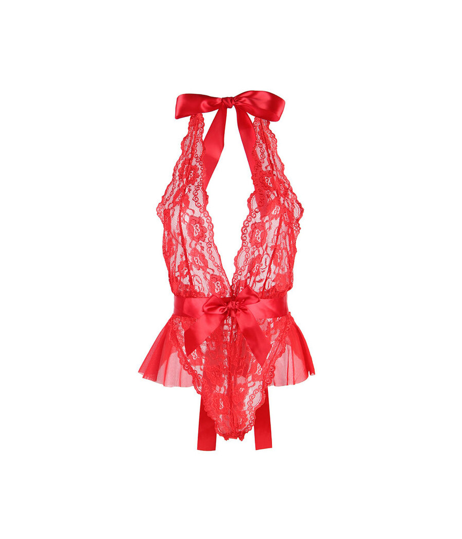 SUBBLIME - 953980 SEXY BODY MIT RÜSCHEN + GÜRTEL ROT L/XL