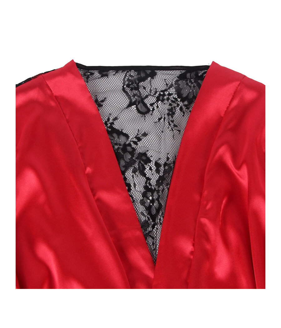 SUBBLIME - 954017 CAMISOLA DE RENDA TRANSPARENTE NAS COSTAS + TANGA VERMELHO/PRETO S/M