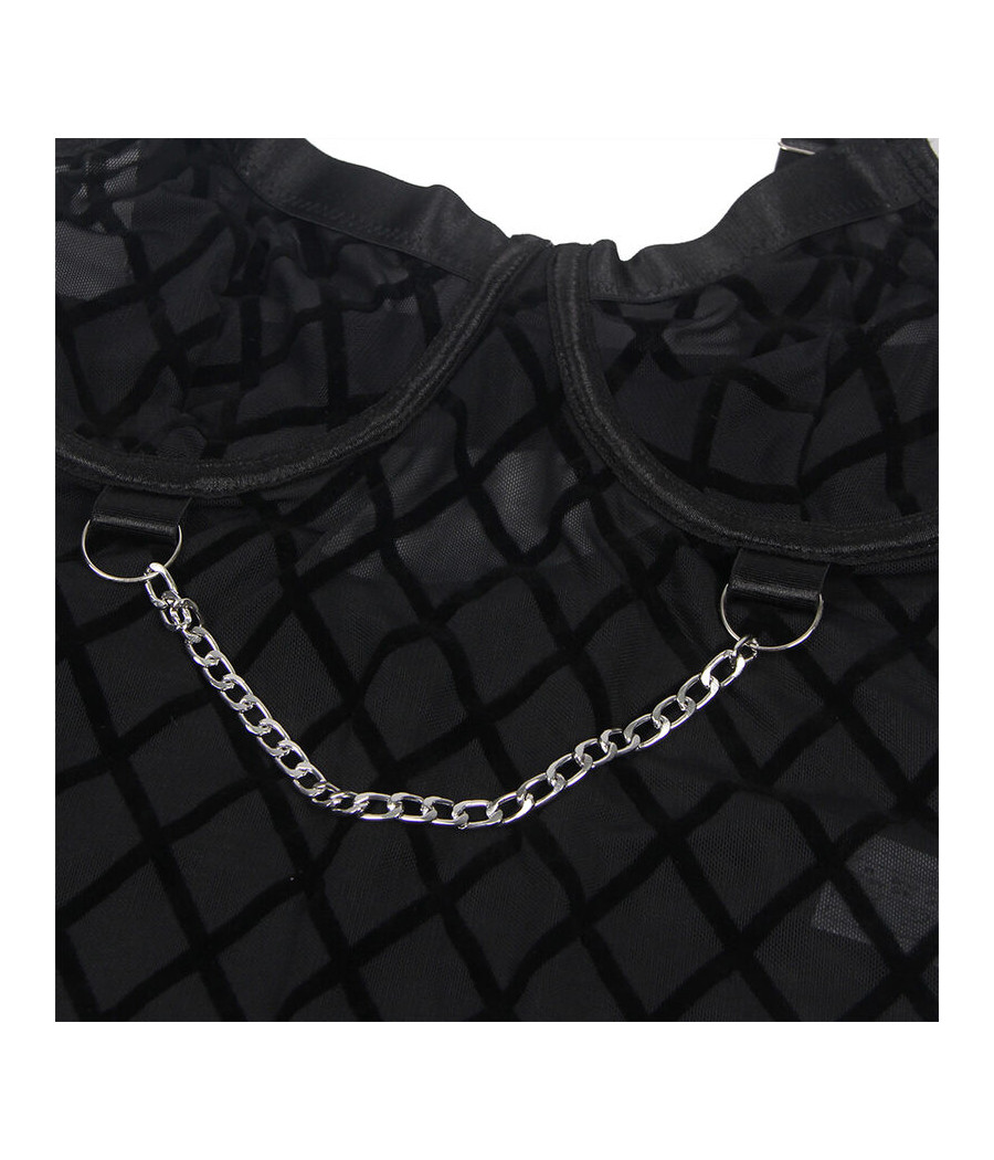 SUBBLIME - 954260 BODY AVEC CHAÎNES + PORTE-JARRETELLES NOIR S/M