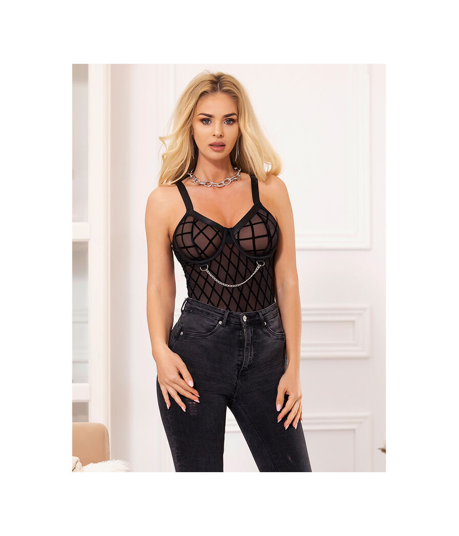 SUBBLIME - 954260 BODY WITH CHAINS + GARTER BELT BLACK S/M