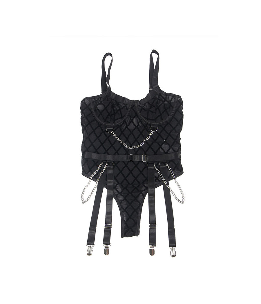 SUBBLIME - 9542277 BODY WITH CHAINS + GARTER BELT BLACK L/XL