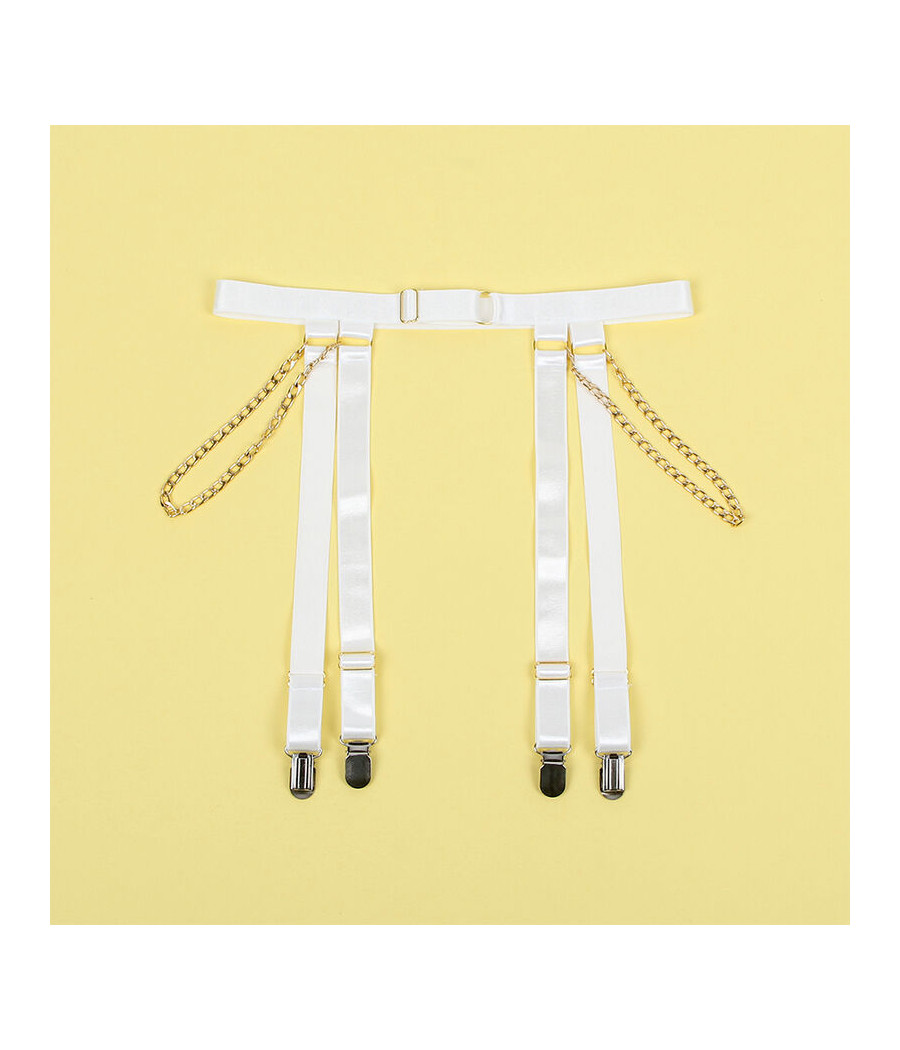 SUBBLIME - 954284 BODY AVEC CHAÎNES + PORTE-JARRETELLES BLANC S/M