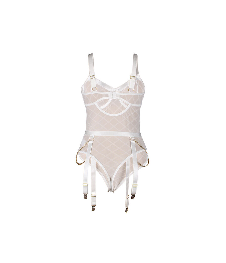 SUBBLIME - 954291 BODY AVEC CHAÎNES + PORTE-JARRETELLES BLANC L/XL